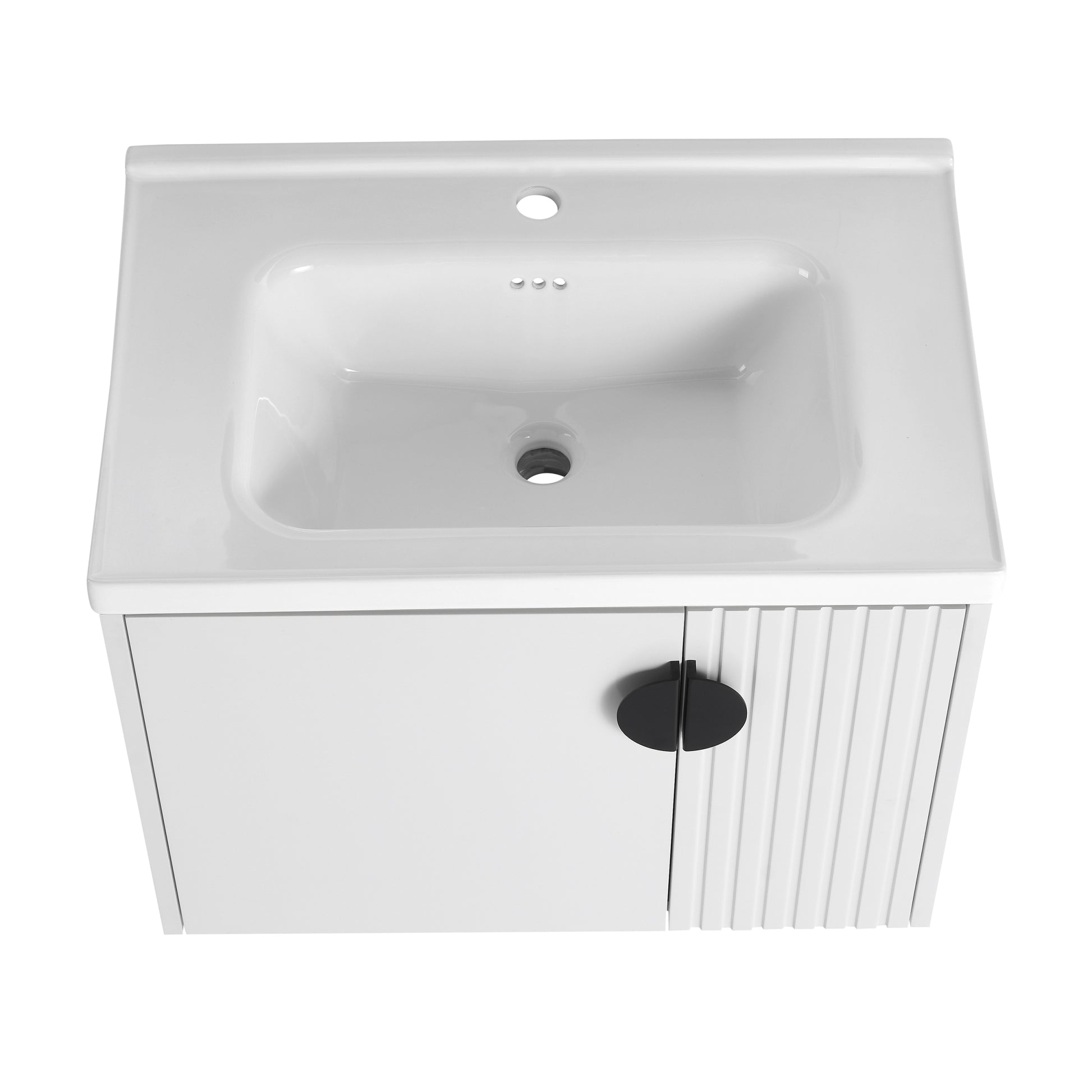 28 Inch Bathroom Vanity With Ceramic Sink, For Small Bathroom, Bathroom Vanity With Soft Close Door White 2 Bathroom Wall Mounted Modern Plywood