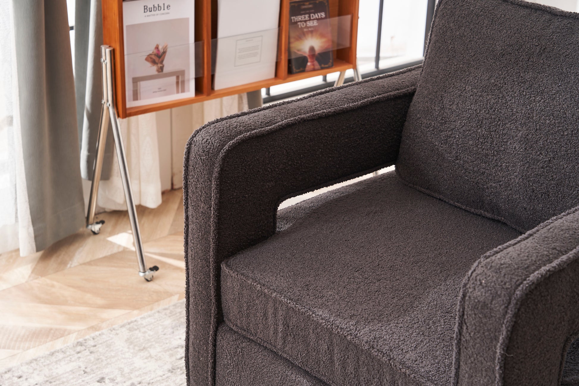 Swivel Barrel Chair For Living Room,360 Degree Swivel Club Modern Accent Single Sofa Chair, Small Leisure Arm Chair For Nursery, Hotel, Bedroom, Office Grey Primary Living Space Modern Faux Fur