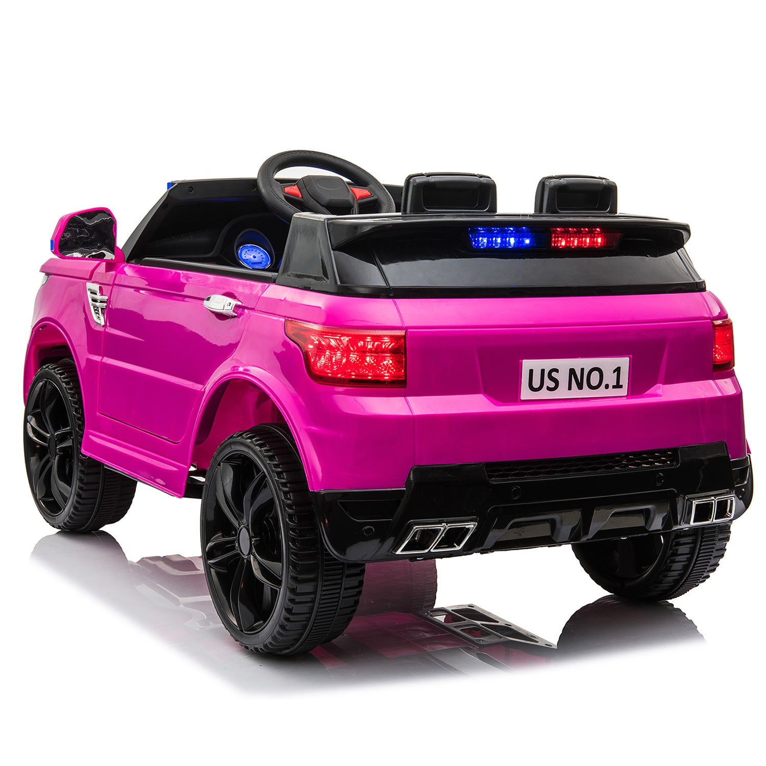12V Kids Ride On Suv Cop Car With Remote Control, Siren Sounds Alarming Lights, Music Story Rose Red Rose Red Polypropylene