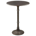 Rustic Dark Russet And Antique Bronze Round Bar Table Brown Brown Dining Room Industrial Freestanding Round Kitchen & Dining Tables Metal Pedestal