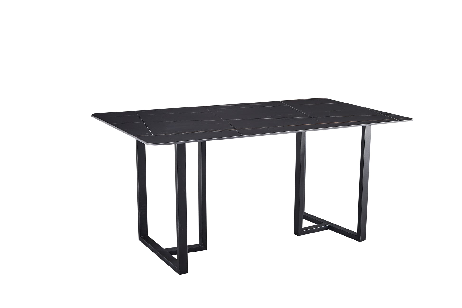 Carbon Steel Dining Table With Lauren Black Gold Stone Surface Supports Up To 71 Kg Black Gold Carbon Steel