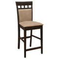 Beige And Cappuccino Upholstered Counter Height Stools Set Of 2 Solid Beige Brown Brown Dining Room Foam Spot Clean Transitional Solid Back Foam Microfiber