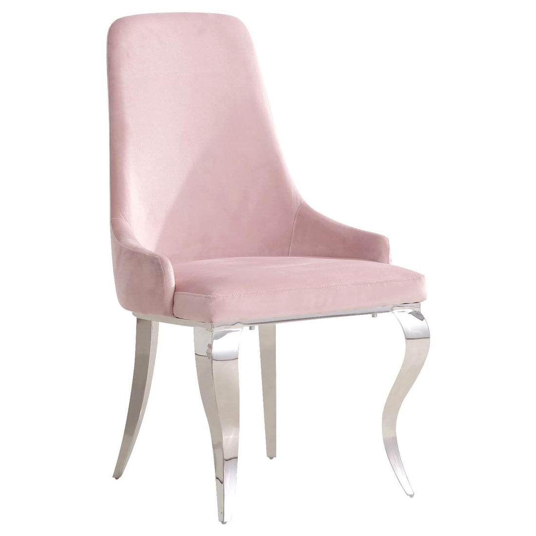 Pink And Chrome Upholstered Back Dining Chairs Set Of 2 Solid Pink Dining Room Foam Spot Clean Contemporary,Modern Side Chair Solid Back Foam Velvet