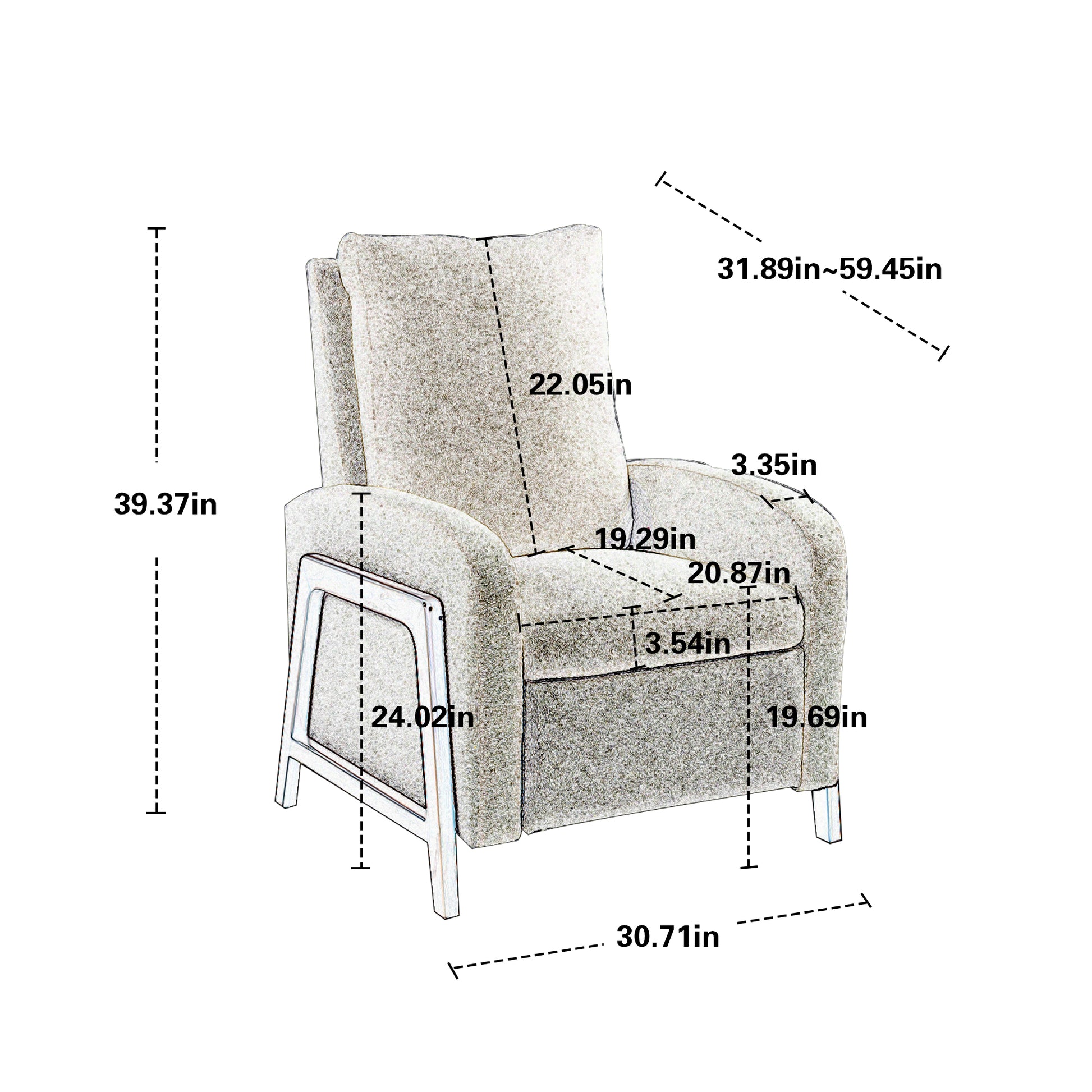 Coolmore Recliner Chair Adjustable Home Theater Single Fabric Recliner Sofa Furniture With Thick Seat Cushion And Backrest Modern Living Room Recliners Beige Boucle
