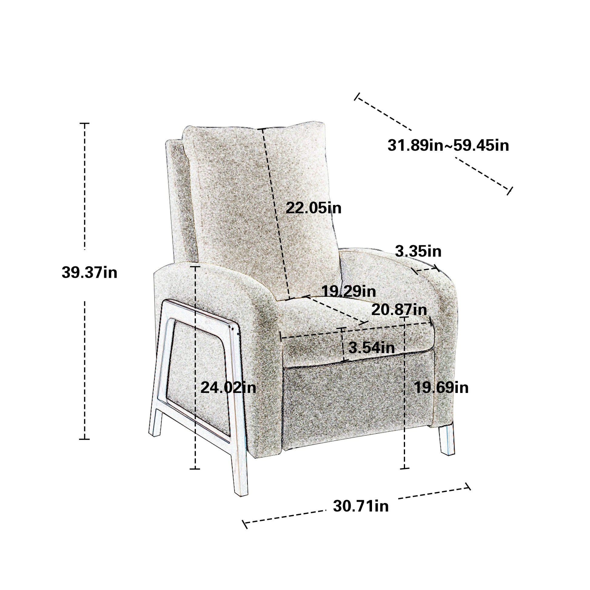 Coolmore Recliner Chair Adjustable Home Theater Single Fabric Recliner Sofa Furniture With Thick Seat Cushion And Backrest Modern Living Room Recliners Gray Boucle