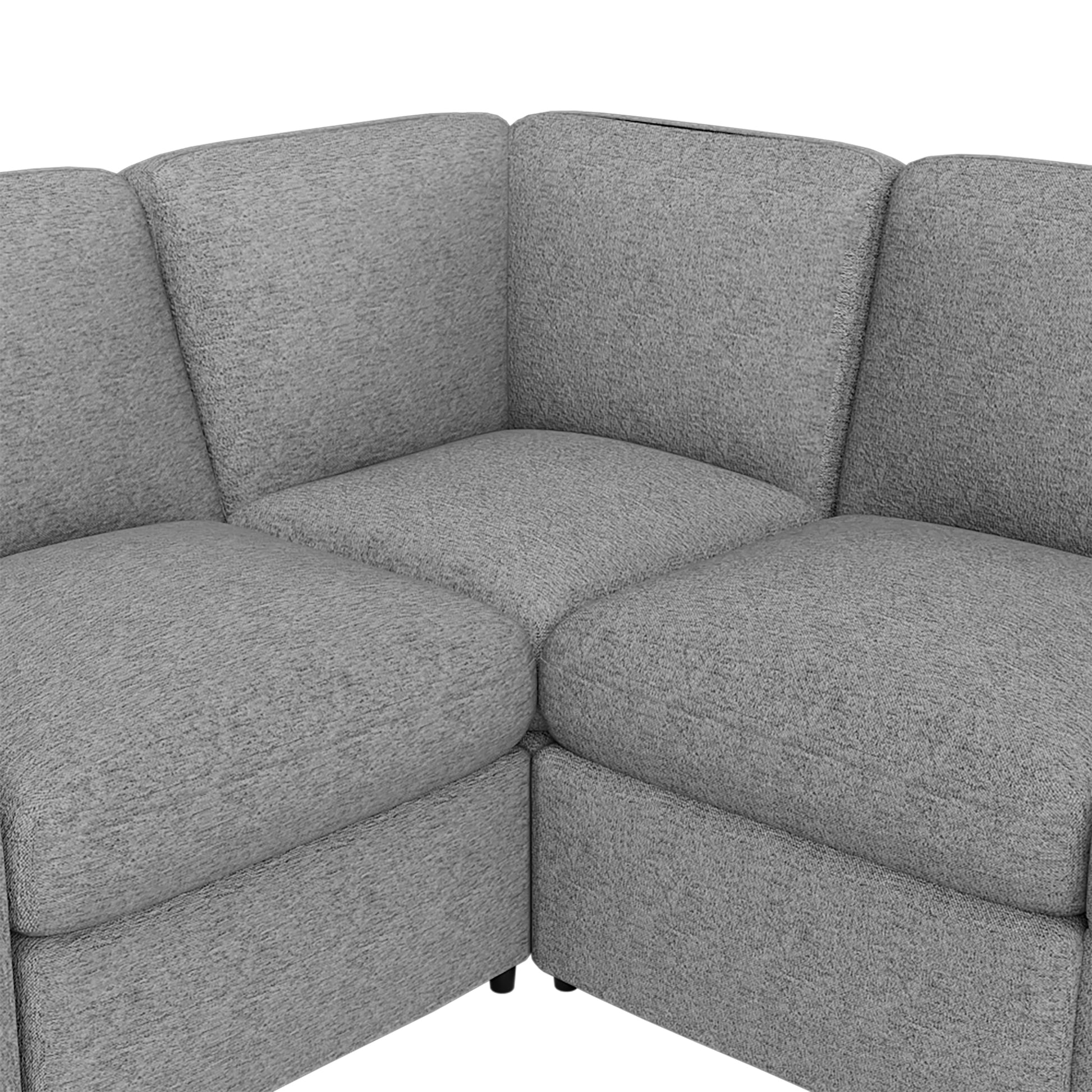 104'' Power Recliner Corner Sofa Home Theater Reclining Sofa Sectional Couches With Storage Box, Cup Holders, Usb Ports And Power Socket For Living Room, Grey Grey Foam Linen 4 Seat