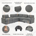 104'' Power Recliner Corner Sofa Home Theater Reclining Sofa Sectional Couches With Storage Box, Cup Holders, Usb Ports And Power Socket For Living Room, Dark Grey Dark Grey Foam Linen 4 Seat