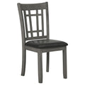 Medium Grey And Black Lattice Back Side Chairs Set Of 2 Solid Grey Gray Dining Room Foam Spot Clean Transitional Side Chair Rubberwood Open Back Foam Faux Leather