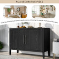 Storage Cabinet Sideboard Wooden Cabinet With 2 Metal Handles And 2 Doors For Hallway, Entryway, Living Room Black Mdf