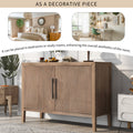 Storage Cabinet Sideboard Wooden Cabinet With 2 Metal Handles And 2 Doors For Hallway, Entryway, Living Room Beige Mdf