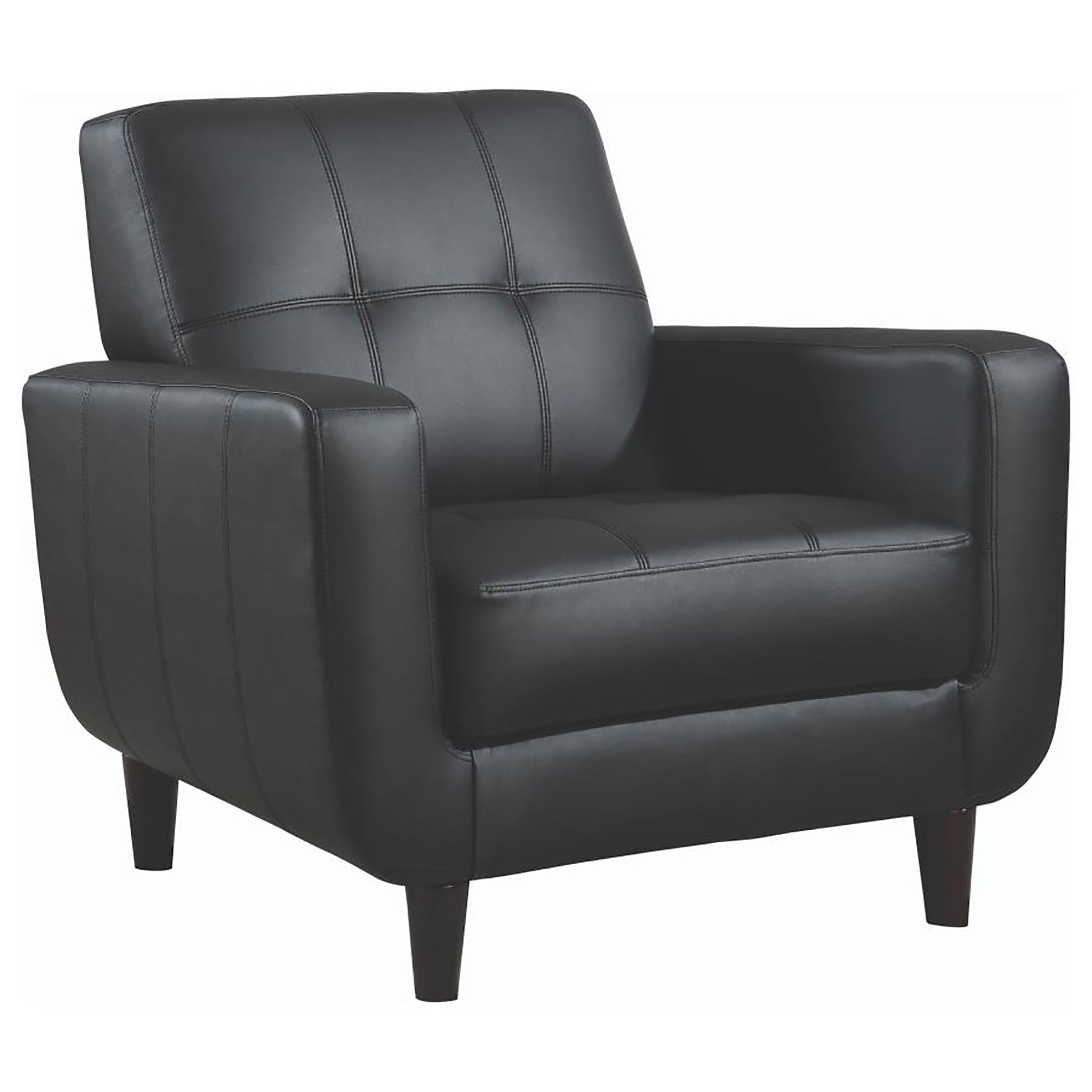 Black Track Arm Accent Chair Black Primary Living Space Contemporary,Modern Rubberwood Foam Faux Leather