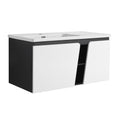 40'' Floating Wall Mounted Bathroom Vanity With Ceramics Sink & Soft Close Cabinet Door White Black Soft Close Doors Bathroom Wall Mounted Modern Plywood Plywood