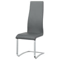 Grey And Chrome High Back Side Chairs Set Of 4 Solid Grey Dining Room Foam Spot Clean Contemporary,Modern Side Chair Solid Back Foam Faux Leather