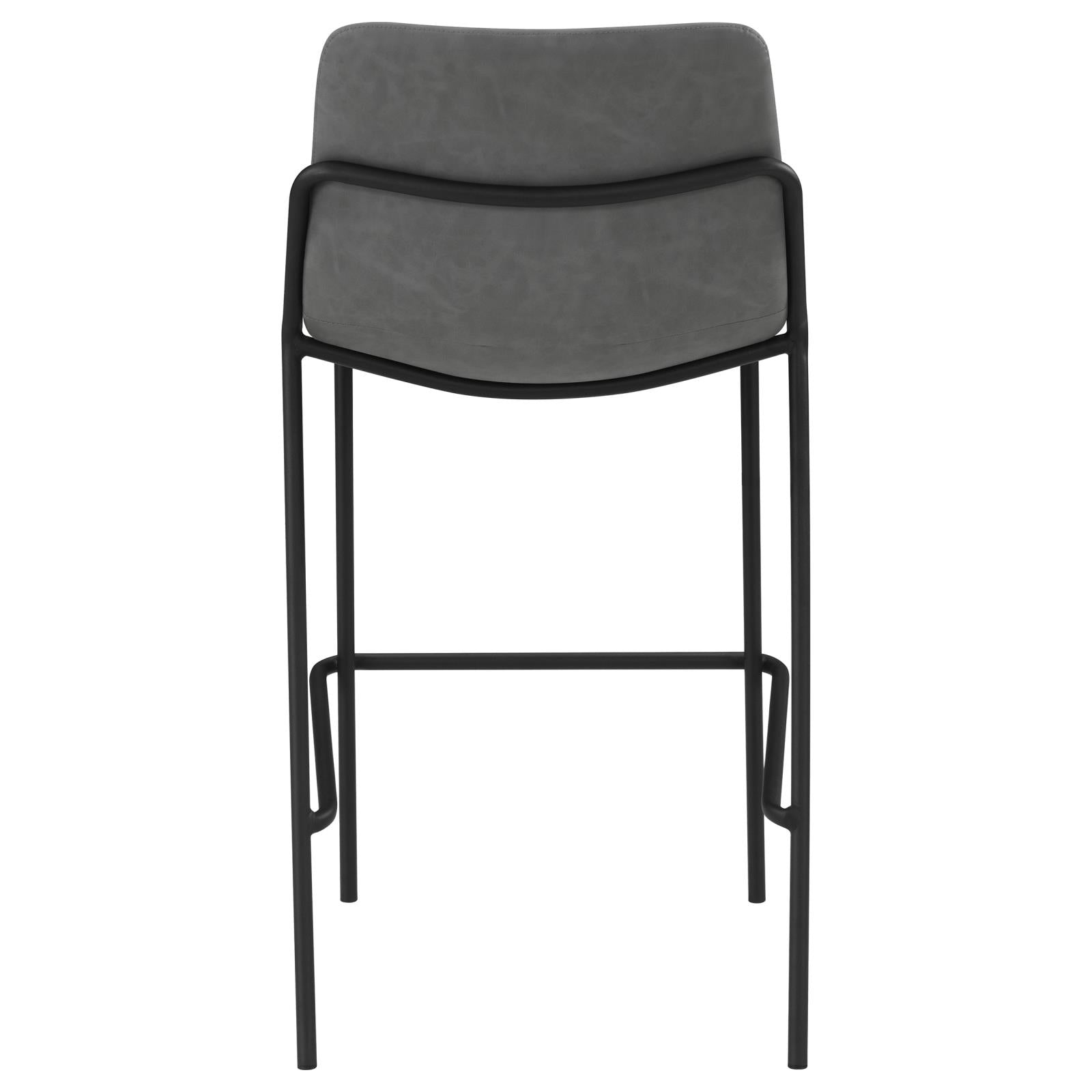 Grey And Black Bar Stools Set Of 2 With Footrest Solid Grey Dining Room Foam Spot Clean Industrial Bar Stools Solid Back Foam Faux Leather