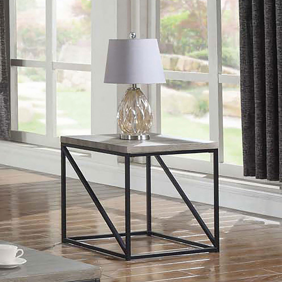 Sonoma Grey Square End Table Grey Gray Primary Living Space Industrial Square Coffee & End Tables Wood Sled