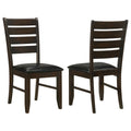 Cappuccino And Black Padded Seat Side Chairs Set Of 2 Solid Black Brown Dining Room Foam Spot Clean Transitional Side Chair Rubberwood Ladder Back Foam Faux Leather