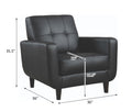 Black Track Arm Accent Chair Black Primary Living Space Contemporary,Modern Rubberwood Foam Faux Leather
