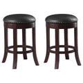 Dark Brown And Medium Brown Swivel Counter Height Stools Set Of 2 Solid Dark Brown Brown Dining Room Foam Spot Clean Transitional Bar Stools Birch Foam Faux Leather