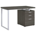 Weathered Grey 3 Drawer Reversible Office Desk Grey Gray Writting Desk Office Contemporary,Modern Freestanding Rectangular Drawers Desk Wood Sled