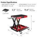 Motorcycle Lift, 1100 Lbs Motorcycle Lift Atv Scissor Lift Jack With Dolly & Hand Crank, Center Hoist Crank Stand With Wide Deck & Tool Tray For Street Bikes, Cruiser Bikes, Touring Motorcycles Red Steel