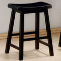 Black Counter Height Stools Set Of 2 Solid Black Dining Room Wipe Clean Transitional Rubberwood Wood