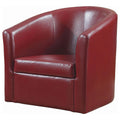 Red Swivel Armchair Red Primary Living Space Contemporary,Modern Foam Faux Leather