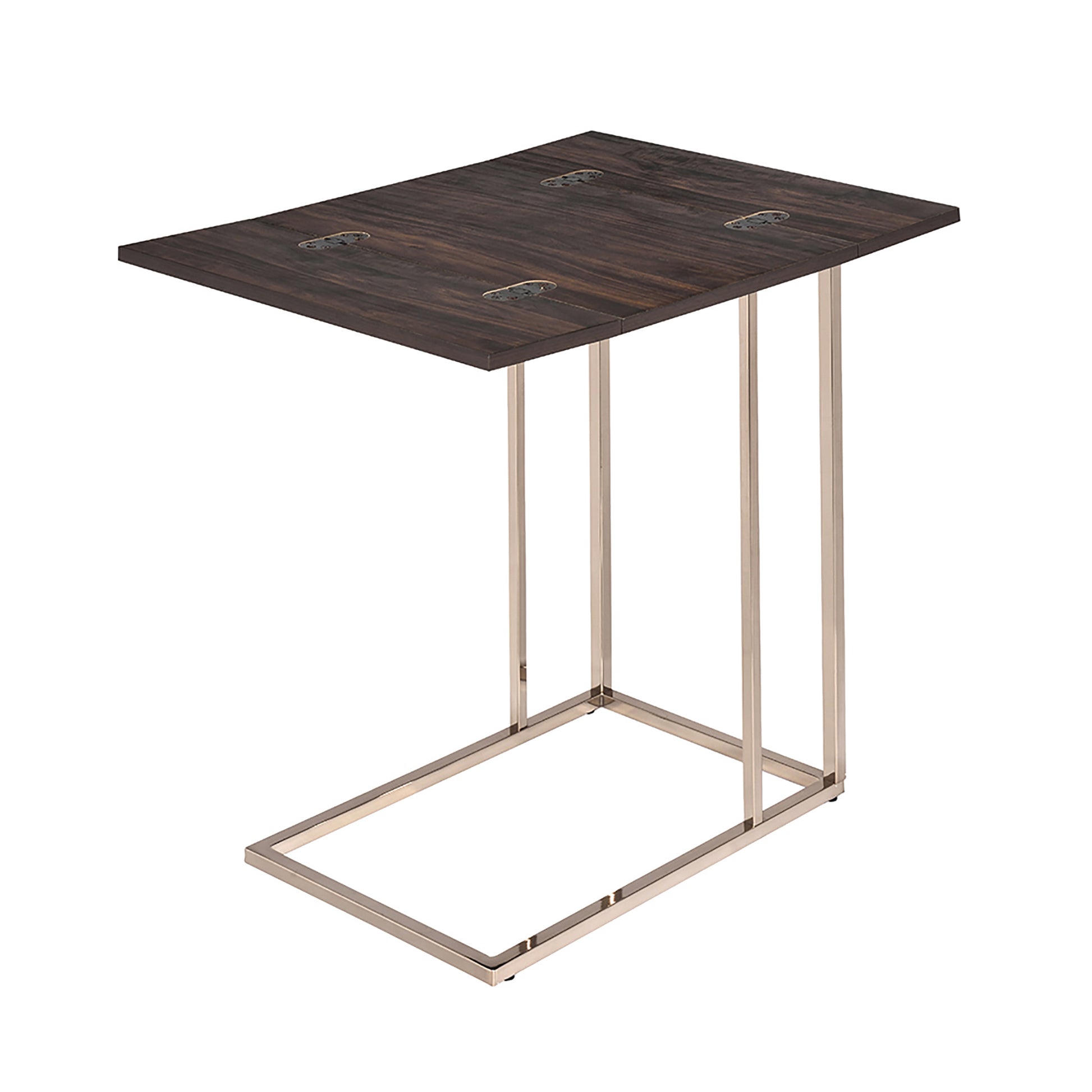 Chestnut Metal Snack Table Brown Brown Folding Primary Living Space Contemporary,Modern Rectangular Folding Tables Metal