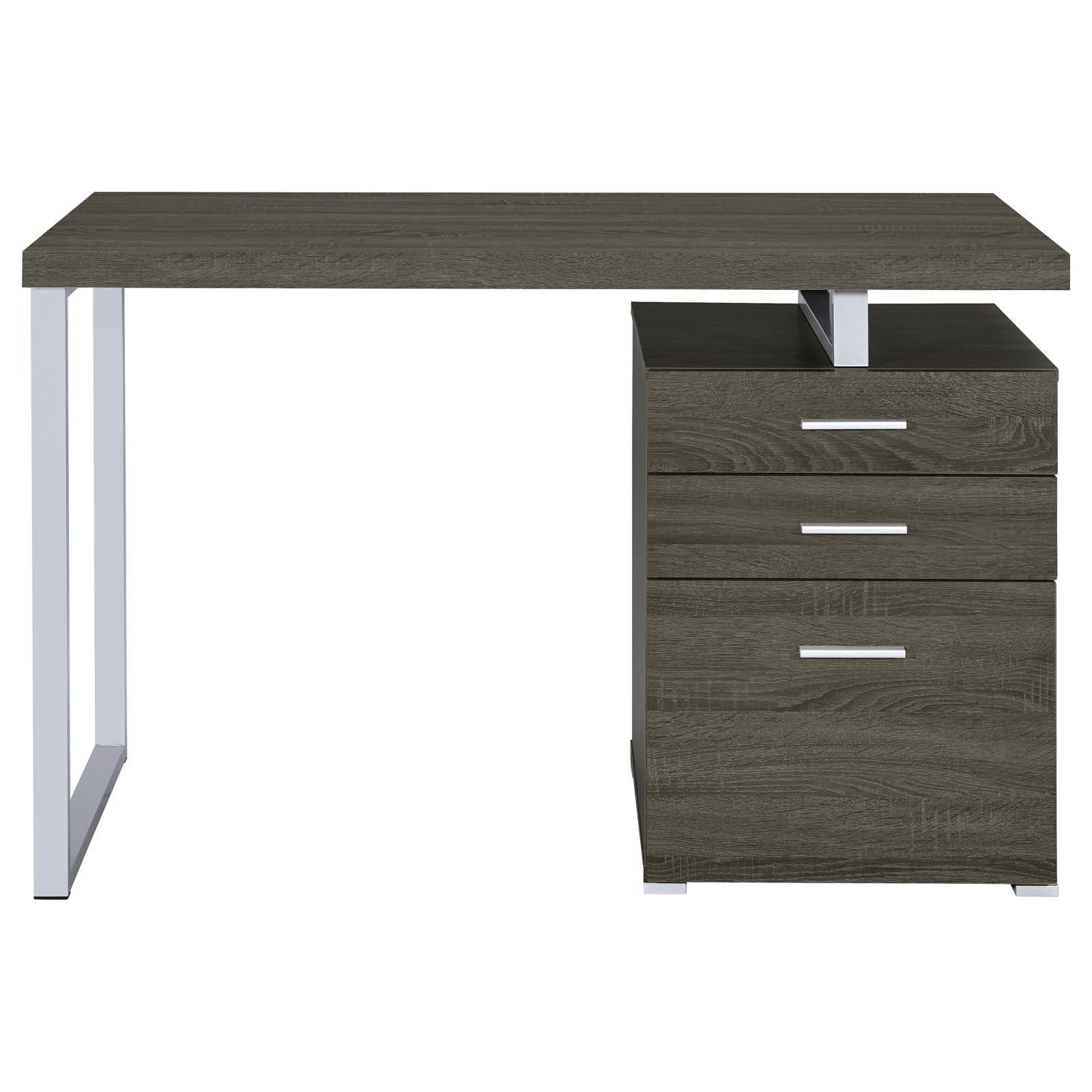 Weathered Grey 3 drawer Reversible Office Desk