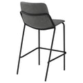 Grey And Black Bar Stools Set Of 2 With Footrest Solid Grey Dining Room Foam Spot Clean Industrial Bar Stools Solid Back Foam Faux Leather