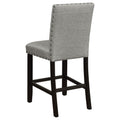 Grey And Antique Noir Upholstered Counter Height Stools Set Of 2 Solid Grey Dining Room Foam Spot Clean Transitional Side Chair Rubberwood Solid Back Foam Fabric