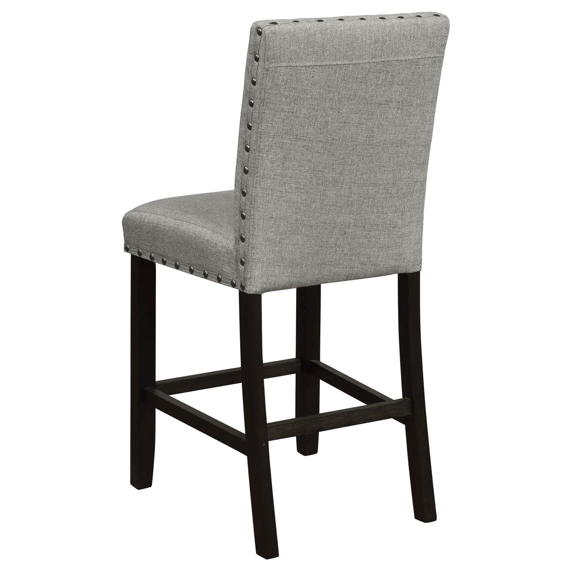 Grey And Antique Noir Upholstered Counter Height Stools Set Of 2 Solid Grey Dining Room Foam Spot Clean Transitional Side Chair Rubberwood Solid Back Foam Fabric