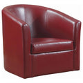 Red Swivel Armchair Red Primary Living Space Contemporary,Modern Foam Faux Leather