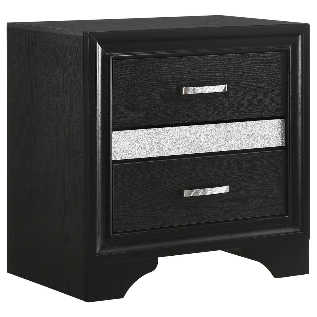 Black 2 Drawer Nightstand With Hidden Jewelry Tray Black 2 Drawers Bedroom Drawer Storage Contemporary,Modern Rubberwood Felt Lined Drawers Black Wood