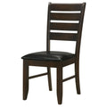 Cappuccino And Black Padded Seat Side Chairs Set Of 2 Solid Black Brown Dining Room Foam Spot Clean Transitional Side Chair Rubberwood Ladder Back Foam Faux Leather