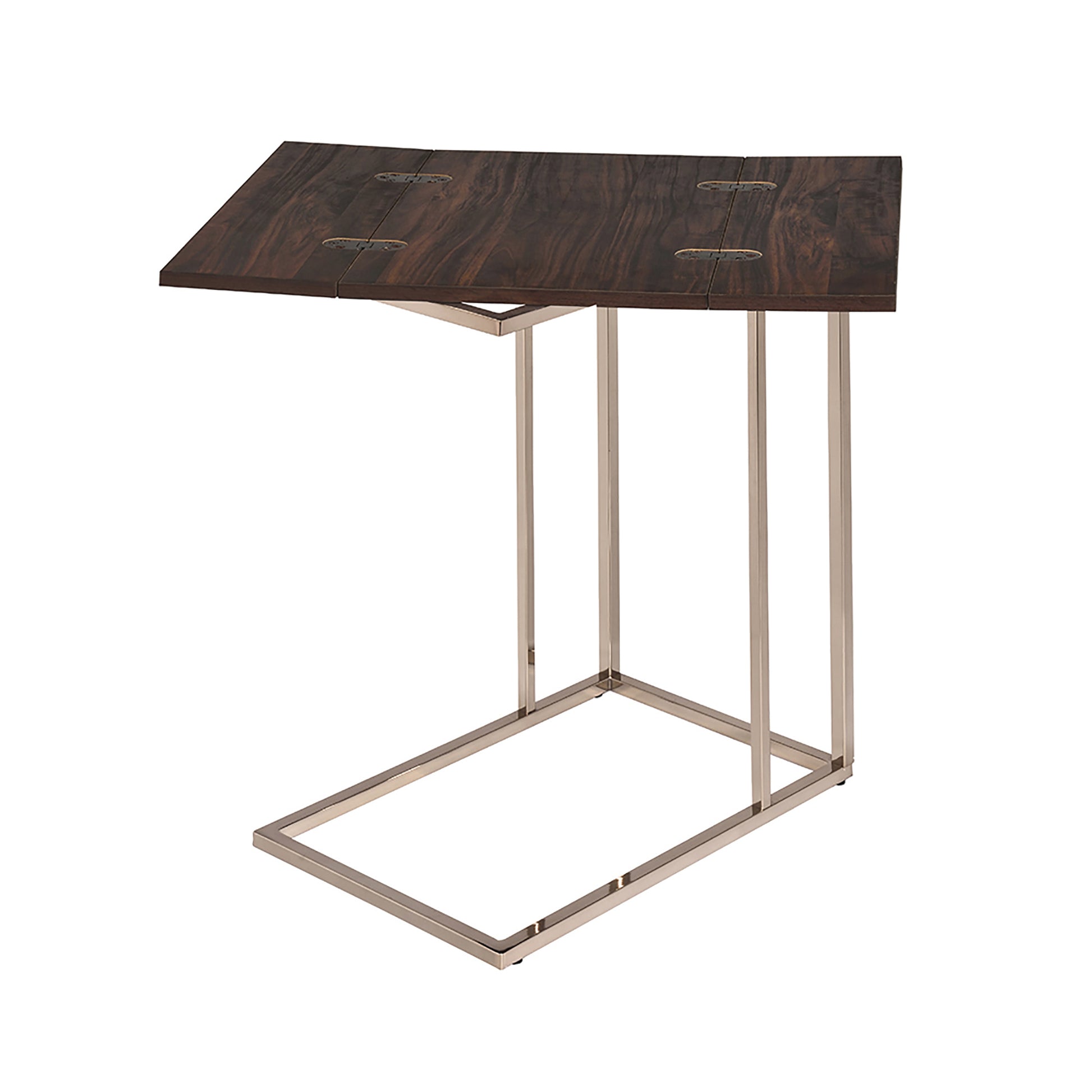 Chestnut Metal Snack Table Brown Brown Folding Primary Living Space Contemporary,Modern Rectangular Folding Tables Metal