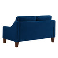 Modern Loveseat Sofa For Living Room, Upholstered Velvet Small Couch With Wooden Legs For Livingroom Bedroom, Navy Navy Espresso Velvet Wood Primary Living Space Medium Soft Cushion Back American Design Rubberwood Square Arms Foam Velvet 2 Seat