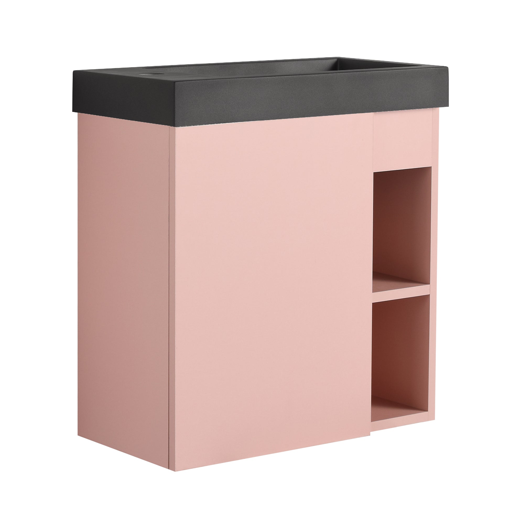 20'' Floating Wall Mounted Bathroom Vanity With Resin Sink & Soft Close Cabinet Door Pink Black 1 1 Soft Close Doors Bathroom Wall Mounted Modern Plywood