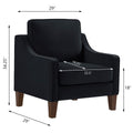 Modern Armchair, Living Room Single Seat Sofa Chair With Wooden Legs, Upholstered Velvet Accent Chair For Living Room, Bedroom,Black Black Espresso Velvet Wood Primary Living Space Medium Soft Cushion Back American Design Rubberwood Square Arms Foam