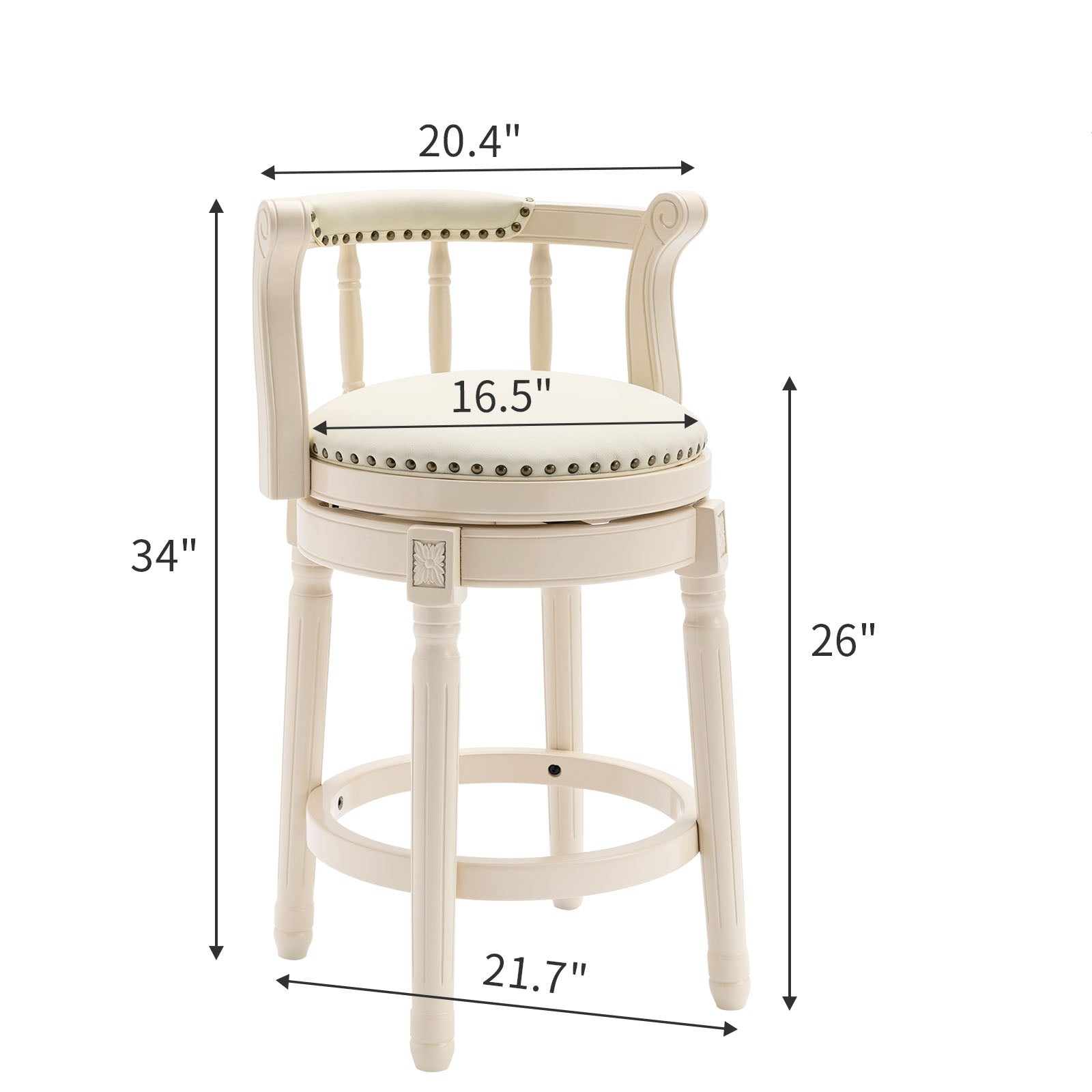 Bar Stools Seat Height 26'' Leather Wooden Bar Stools White Blue 1Pc Cream Blue Genuine Leather