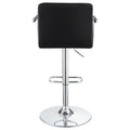 Black And Chrome Adjustable Bar Stool With Arms Solid Black Dining Room Foam Spot Clean Contemporary,Modern Bar Stools Tufted Back Foam Faux Leather