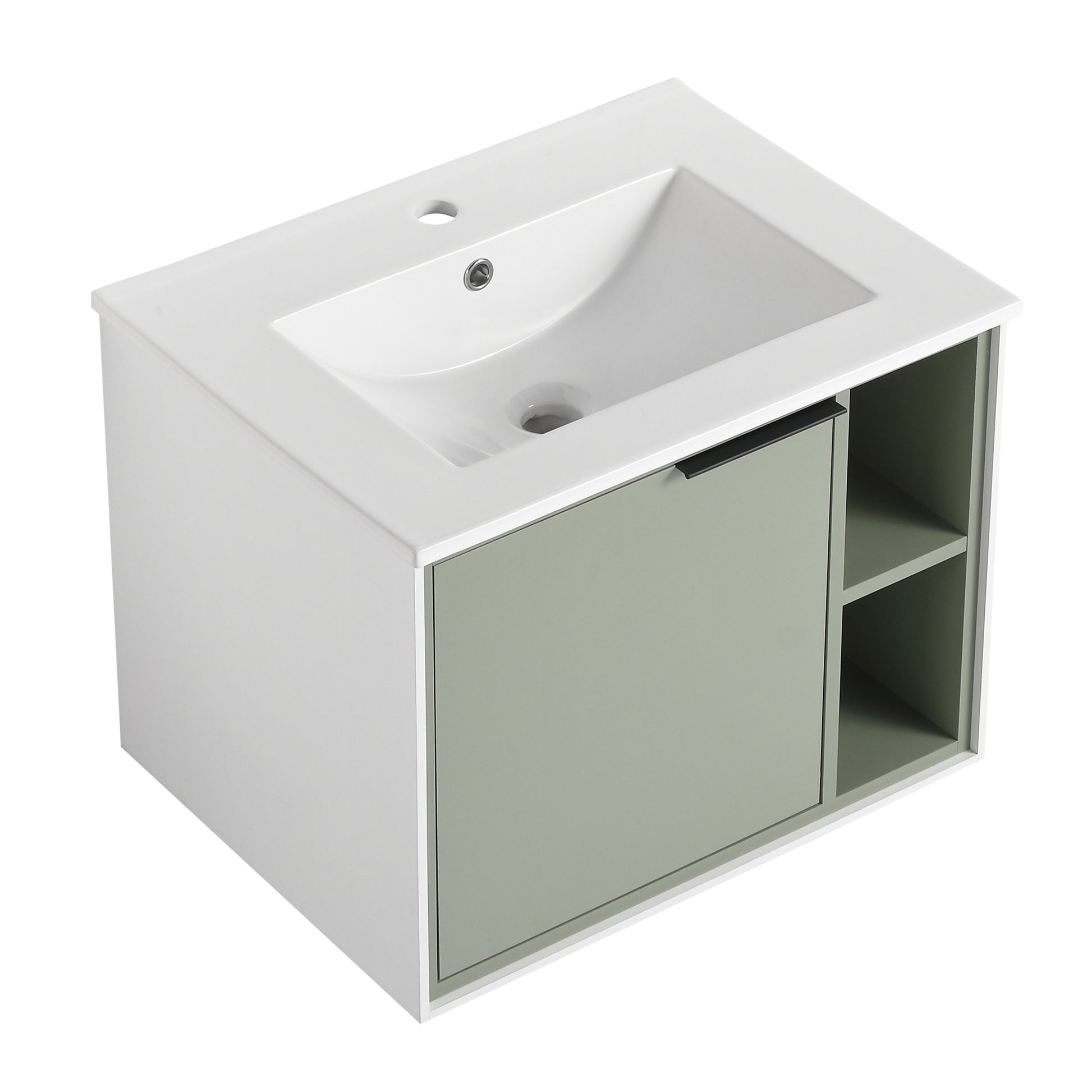 24'' Floating Wall Mounted Bathroom Vanity with green-1-2-soft close doors-bathroom-wall