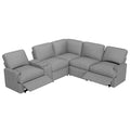 104'' Power Recliner Corner Sofa Home Theater Reclining Sofa Sectional Couches With Storage Box, Cup Holders, Usb Ports And Power Socket For Living Room, Grey Grey Foam Linen 4 Seat