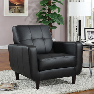 Black Track Arm Accent Chair Black Primary Living Space Contemporary,Modern Rubberwood Foam Faux Leather