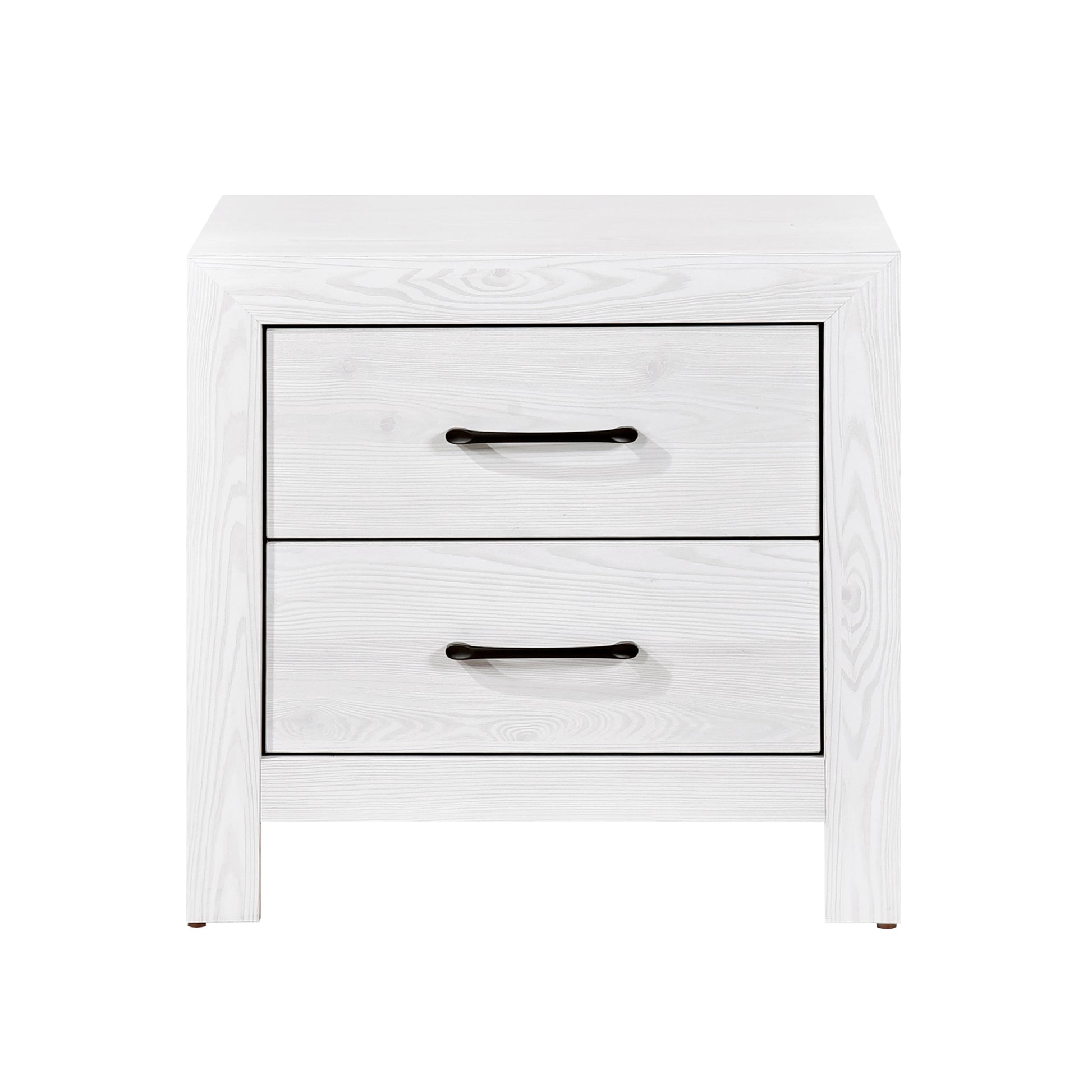 Modern White Finish 1Pc Nightstand Of 2X Drawers Black Hardware Wooden Bedroom Furniture White Bedroom Modern,Rustic Wood