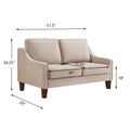 Modern Loveseat Sofa For Living Room, Upholstered Velvet Small Couch With Wooden Legs For Livingroom Bedroom, Taupe Taupe Espresso Velvet Wood Primary Living Space Medium Soft Cushion Back American Design Rubberwood Square Arms Foam Velvet 2 Seat