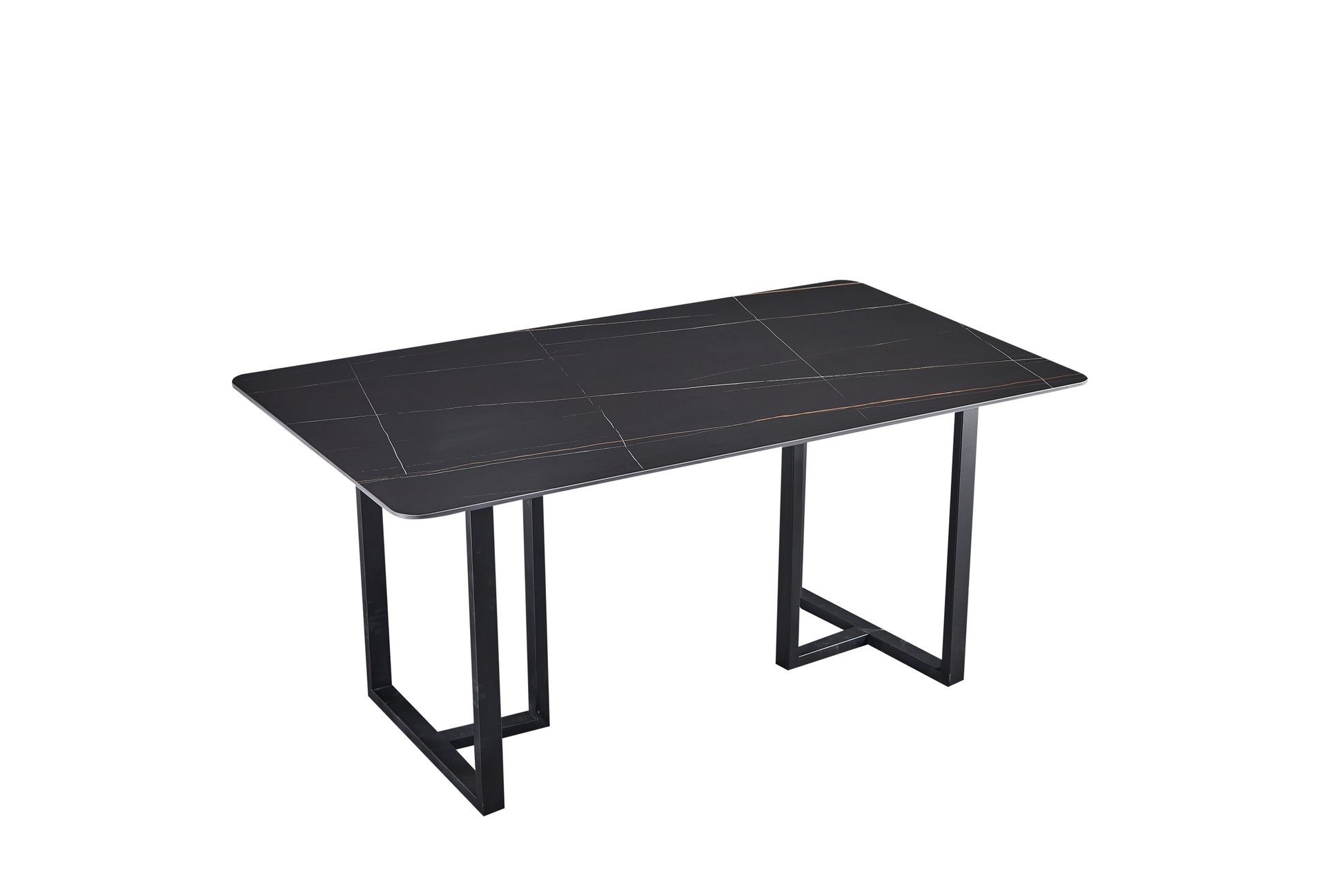 Carbon Steel Dining Table With Lauren Black Gold Stone Surface Supports Up To 71 Kg Black Gold Carbon Steel