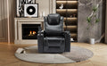 270 Degree Swivel Pu Leather Power Recliner Individual Seat Home Theater Recliner With Surround Sound, Cup Holder, Removable Tray Table, Hidden Arm Storage For Living Room, Black Black Foam Pu Leather