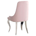 Pink And Chrome Upholstered Back Dining Chairs Set Of 2 Solid Pink Dining Room Foam Spot Clean Contemporary,Modern Side Chair Solid Back Foam Velvet