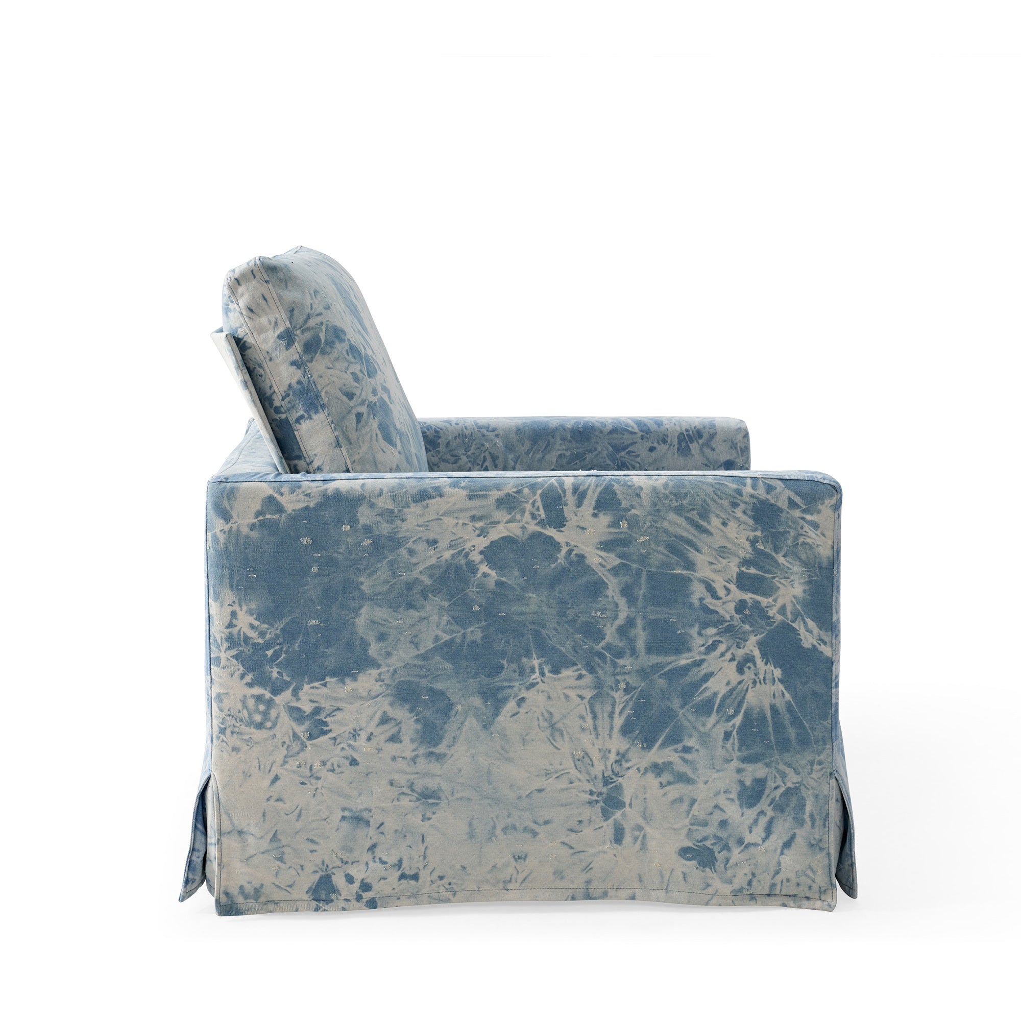 Swivel Chair with Loose Cover, Denim Fabric,Solid blue+grey-primary living