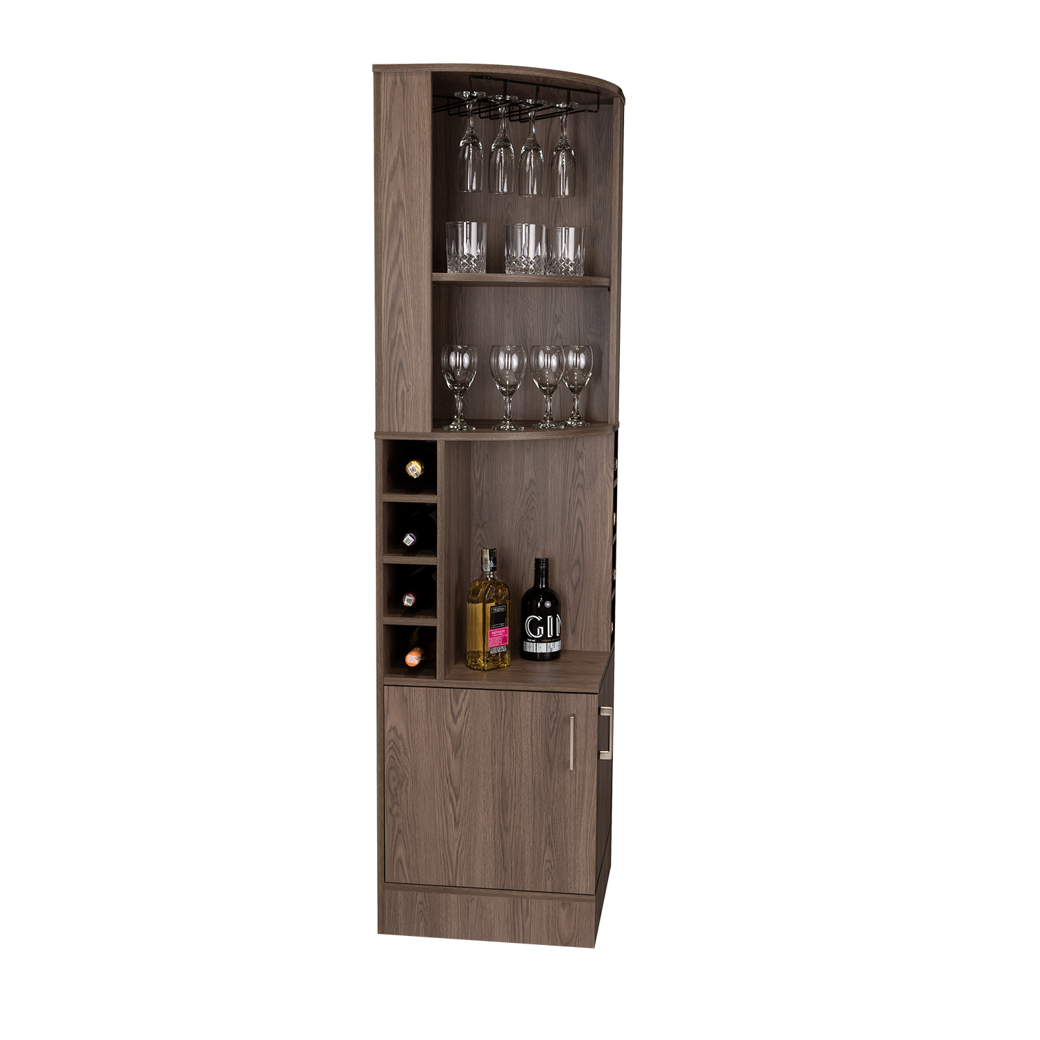 Bar Cabinet Papprika, Living Room, Dark Walnut Walnut Particle Board Particle Board